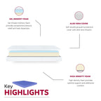 Matelas en mousse à mémoire de forme ferme Doze de 6 po avec housse en aloe vera