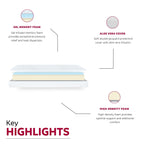 Matelas en mousse à mémoire de forme ferme Doze de 6 po avec housse en aloe vera