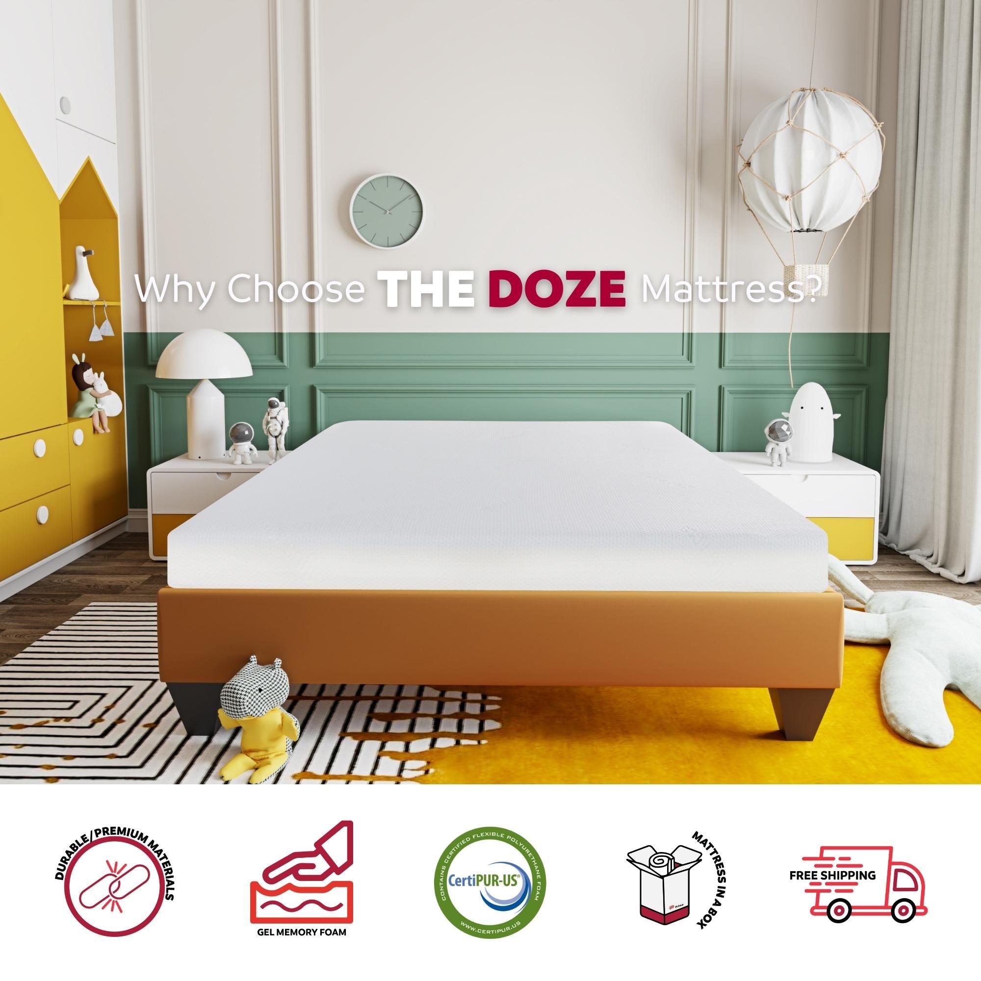 Matelas en mousse à mémoire de forme ferme Doze de 6 po avec housse en aloe vera