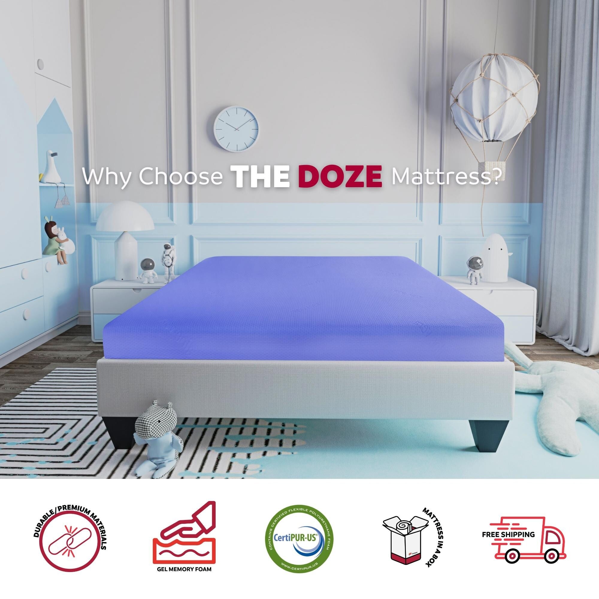 Matelas en mousse à mémoire de forme ferme Doze de 6 po avec housse en aloe vera