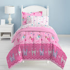 Parure de lit 7 pièces Dream Factory Butterfly Dots Pink avec draps
