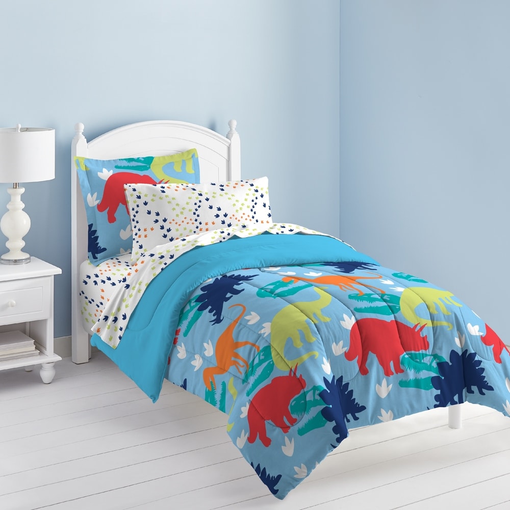 Parure de lit double 5 pièces Dream Factory Dinosaur Prints avec draps