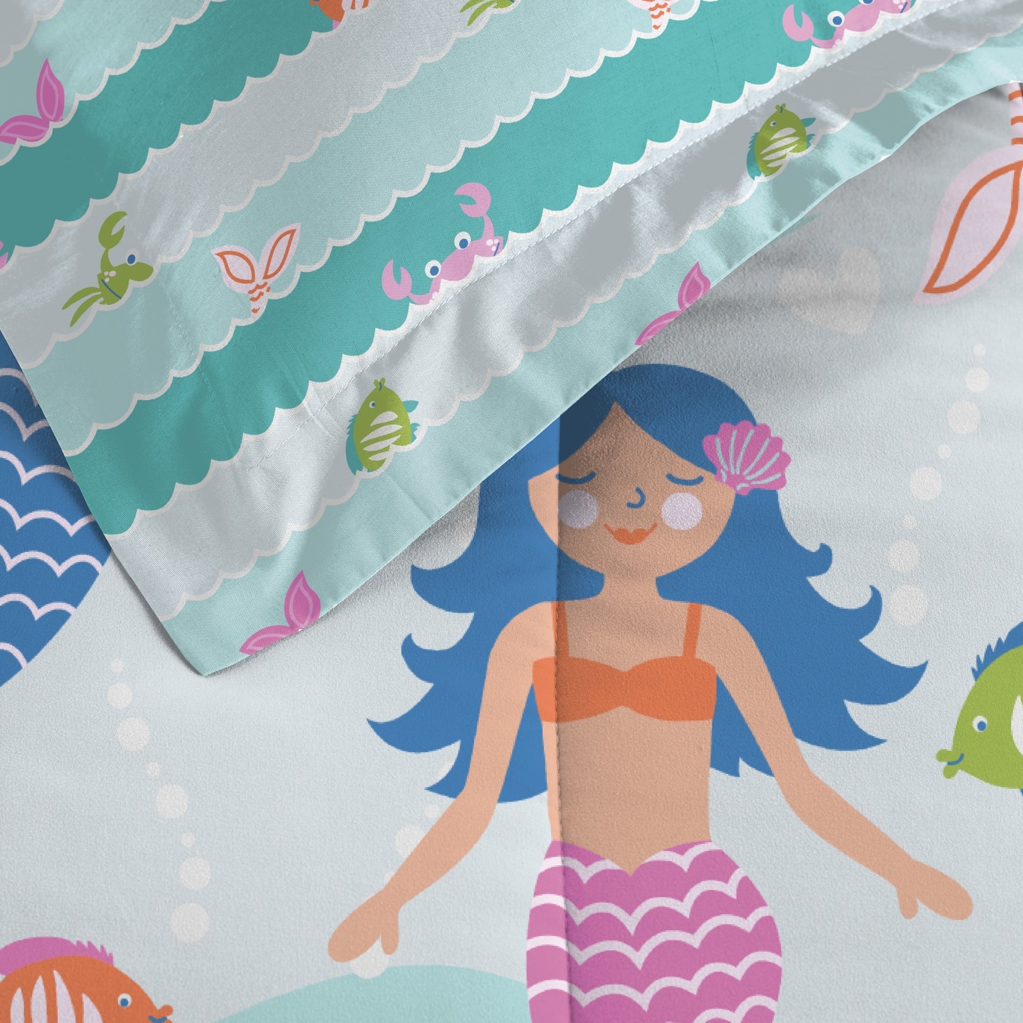 Dream Factory Mermaid Dreams Parure de lit 7 pièces dans un sac avec draps