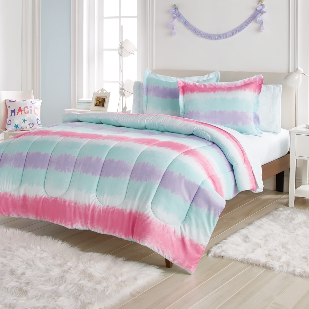 Parure de lit Dream Factory Tie Dye Stripe en microfibre avec draps