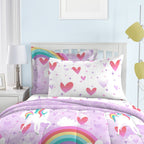 Parure de lit 7 pièces en microfibre Dream Factory Unicorn Rainbow avec draps