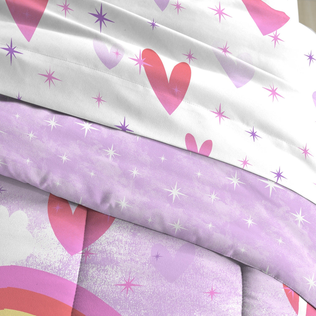 Parure de lit 7 pièces en microfibre Dream Factory Unicorn Rainbow avec draps