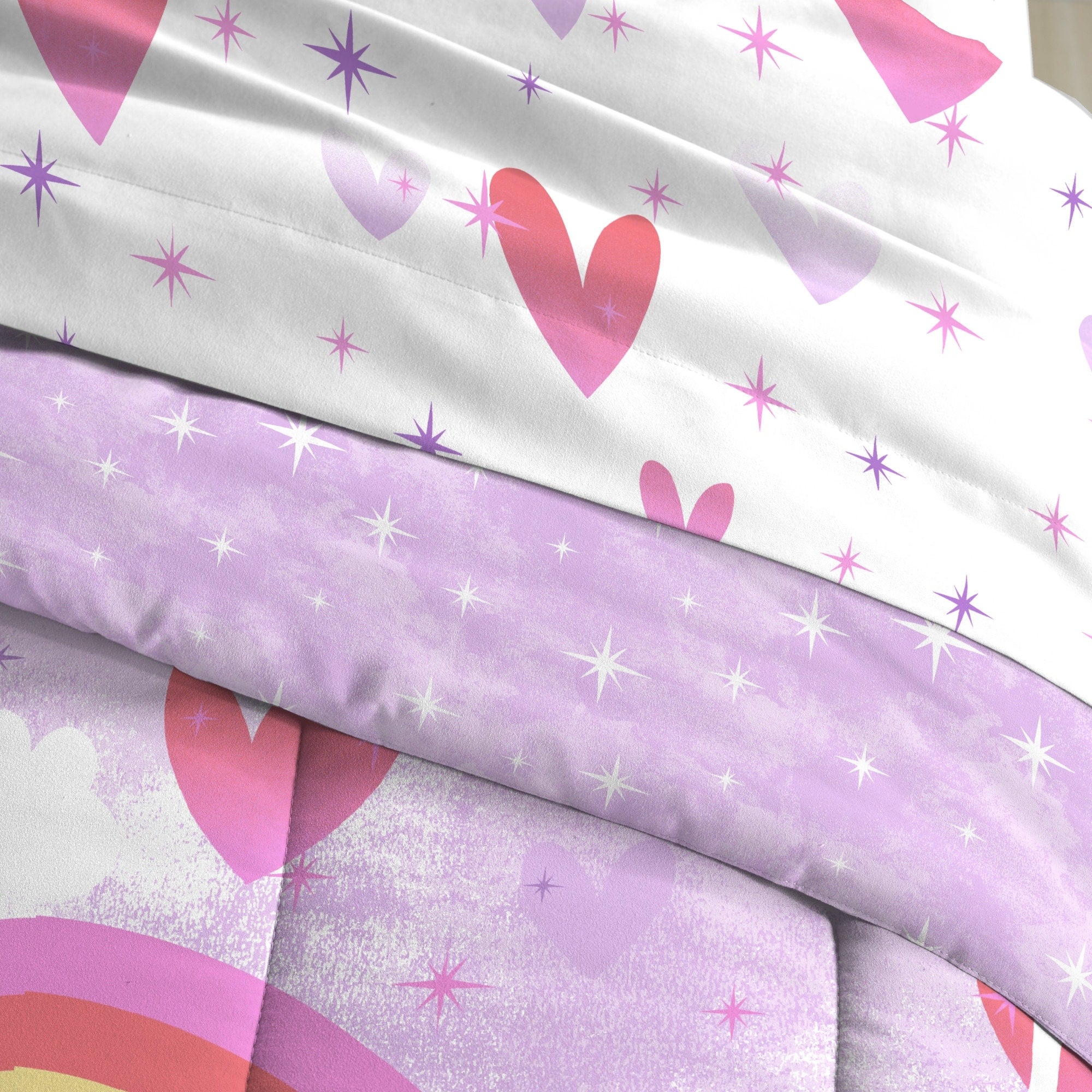Parure de lit 7 pièces en microfibre Dream Factory Unicorn Rainbow avec draps