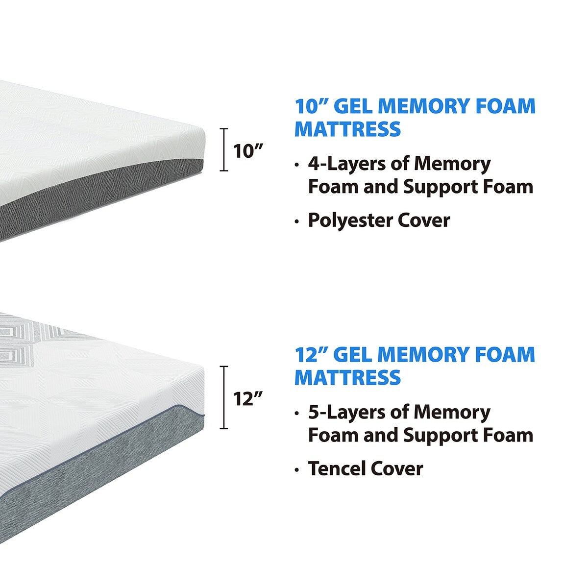 Matelas Dreamwave 12 pouces en mousse à mémoire de forme mi-ferme et rafraîchissante avec gel