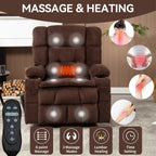 Fauteuil inclinable électrique à double moteur en chenille pour personnes âgées, canapé de salon Lazy Boy avec massage, chauffage et deux porte-gobelets