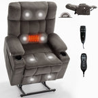 Fauteuil inclinable électrique à double moteur en chenille pour personnes âgées, canapé de salon Lazy Boy avec massage, chauffage et deux porte-gobelets