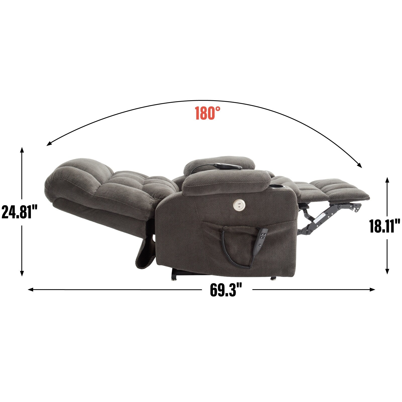 Fauteuil inclinable électrique à double moteur en chenille pour personnes âgées, canapé de salon Lazy Boy avec massage, chauffage et deux porte-gobelets