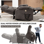 Fauteuil inclinable électrique à double moteur en chenille pour personnes âgées, canapé de salon Lazy Boy avec massage, chauffage et deux porte-gobelets