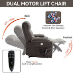 Fauteuil inclinable électrique à double moteur en chenille pour personnes âgées, canapé de salon Lazy Boy avec massage, chauffage et deux porte-gobelets
