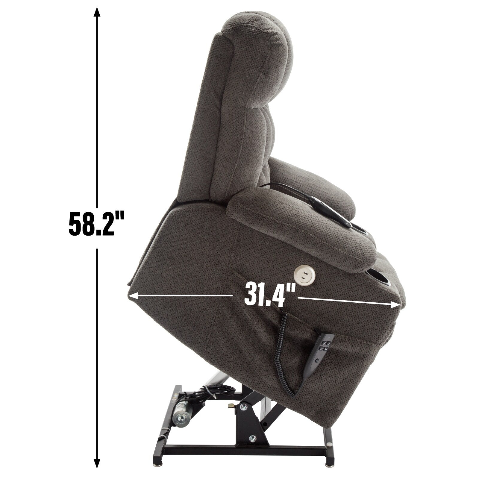 Fauteuil inclinable électrique à double moteur en chenille pour personnes âgées, canapé de salon Lazy Boy avec massage, chauffage et deux porte-gobelets