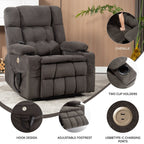 Fauteuil inclinable électrique à double moteur en chenille pour personnes âgées, canapé de salon Lazy Boy avec massage, chauffage et deux porte-gobelets