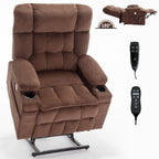 Fauteuil inclinable électrique à double moteur en chenille pour personnes âgées, canapé de salon Lazy Boy avec massage, chauffage et deux porte-gobelets