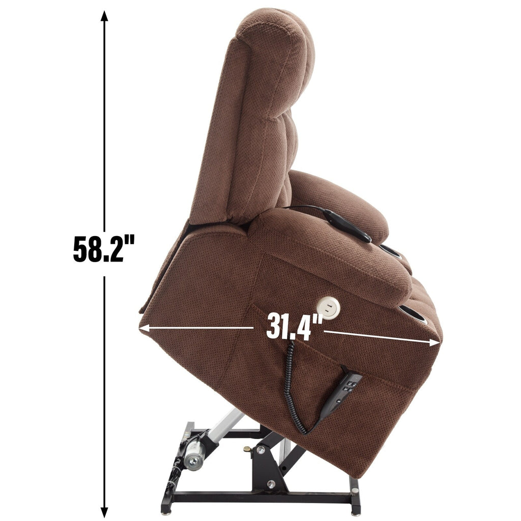 Fauteuil inclinable électrique à double moteur en chenille pour personnes âgées, canapé de salon Lazy Boy avec massage, chauffage et deux porte-gobelets