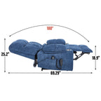 Fauteuil inclinable électrique à double moteur en chenille, mécanisme de mouvement robuste avec massage et chauffage lombaire, deux porte-gobelets