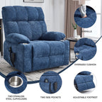 Fauteuil inclinable électrique à double moteur en chenille, mécanisme de mouvement robuste avec massage et chauffage lombaire, deux porte-gobelets
