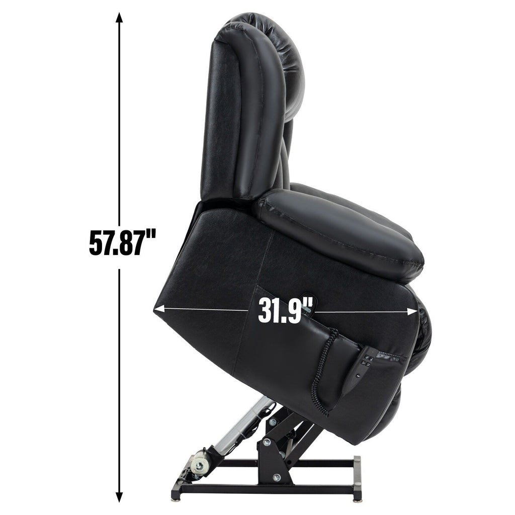 Fauteuil inclinable électrique à double moteur avec massage à 8 points, chauffage lombaire et revêtement en cuir véritable