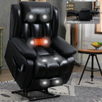 Fauteuil inclinable électrique à double moteur avec massage à 8 points, chauffage lombaire et revêtement en cuir véritable