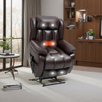 Fauteuil inclinable électrique à double moteur avec massage à 8 points, chauffage lombaire et revêtement en cuir véritable