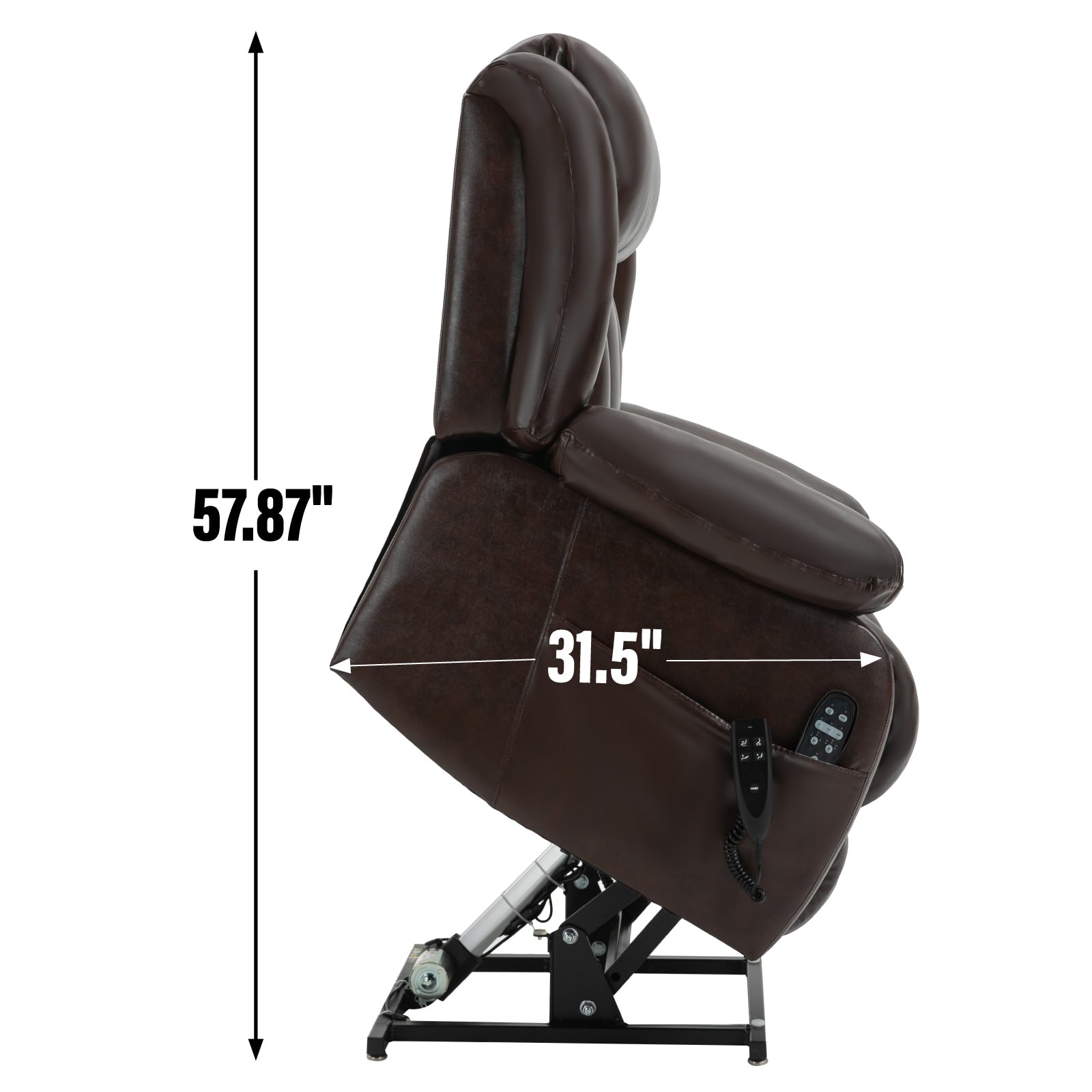 Fauteuil inclinable électrique à double moteur avec massage à 8 points, chauffage lombaire et revêtement en cuir véritable