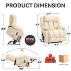Fauteuil inclinable électrique à double moteur en similicuir pour adulte, canapé inclinable simple avec massage, chauffage lombaire et porte-gobelets