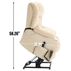 Fauteuil inclinable électrique à double moteur en similicuir pour adulte, canapé inclinable simple avec massage, chauffage lombaire et porte-gobelets