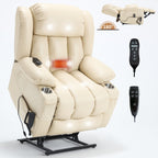 Fauteuil inclinable électrique à double moteur en similicuir pour adulte, canapé inclinable simple avec massage, chauffage lombaire et porte-gobelets