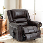 Fauteuils inclinables releveurs en cuir véritable à deux moteurs, chauffage massant et ports USB