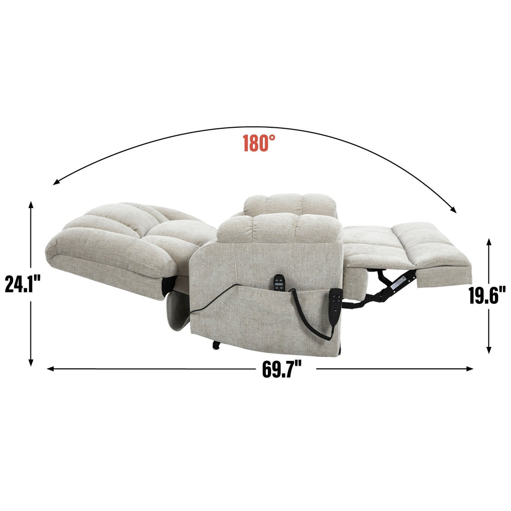 Fauteuils inclinables électriques à double moteur, massage thermique, positions infinies, jusqu'à 159 kg, avec télécommande, fermeté moyenne