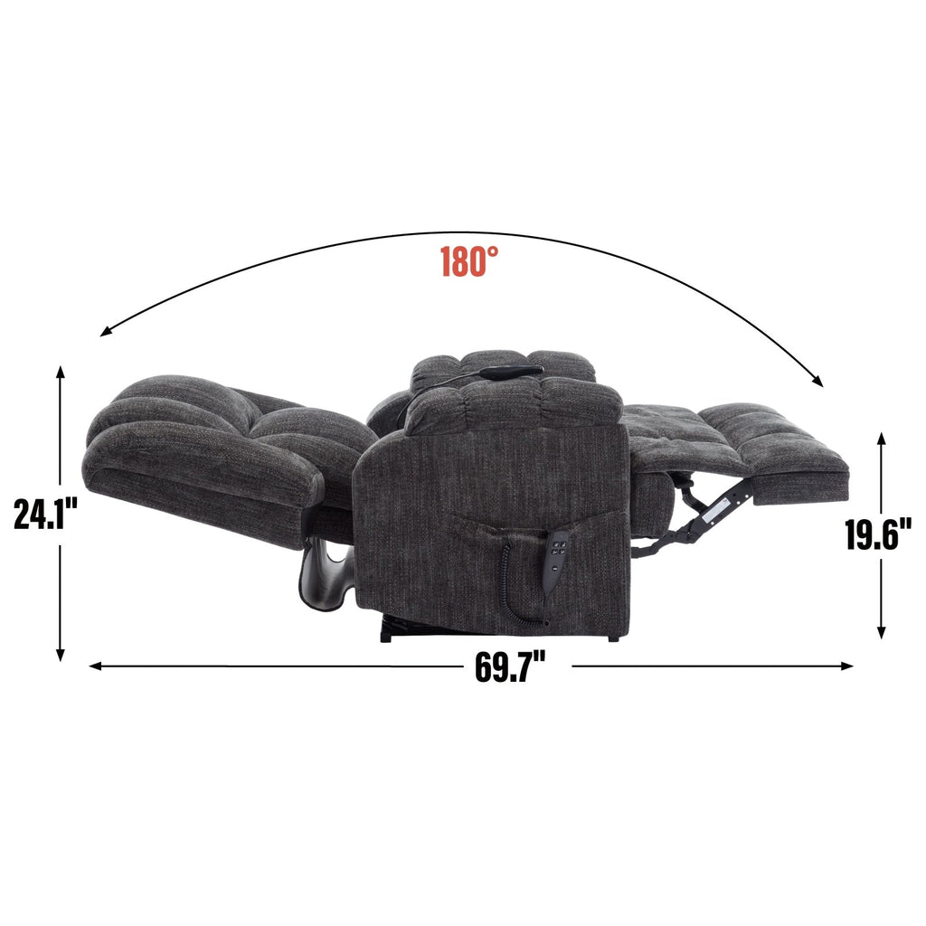 Fauteuils inclinables électriques à double moteur, massage thermique, positions infinies, jusqu'à 159 kg, avec télécommande, fermeté moyenne