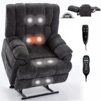 Fauteuil inclinable à double moteur, massage thermique et releveur, positions infinies