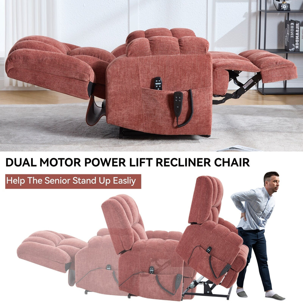 Fauteuil inclinable à double moteur, massage thermique et releveur, positions infinies