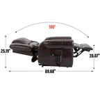 Fauteuil inclinable à double moteur, position infinie, massage thermique et électrique, mécanisme de mouvement robuste avec ports USB et poches latérales