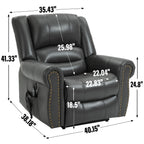 Fauteuil inclinable à double moteur, position infinie, massage thermique et électrique, mécanisme de mouvement robuste avec ports USB et poches latérales