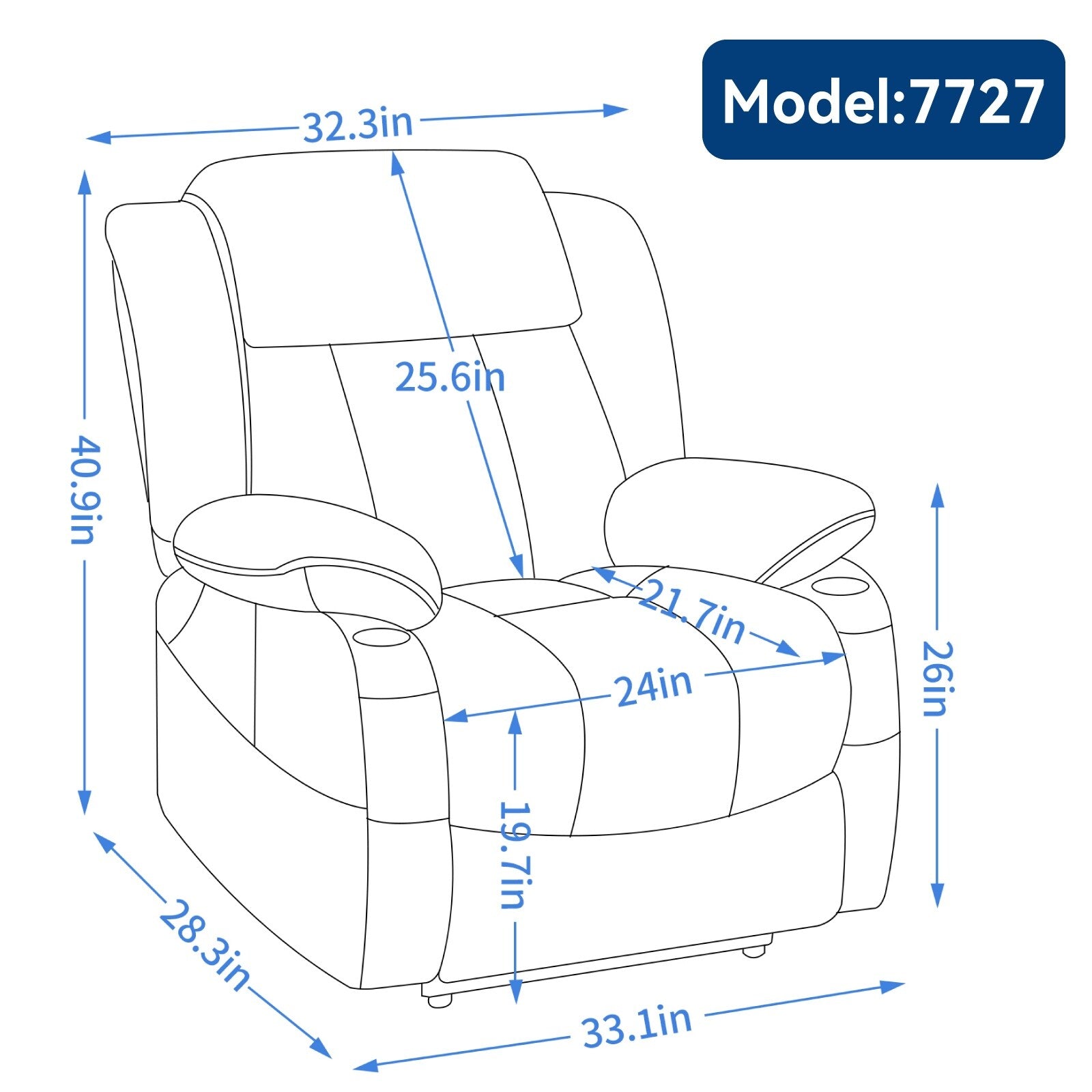Fauteuil inclinable électrique à double moteur, position infinie, mécanisme de mouvement robuste avec massage et chauffage lombaire, porte-gobelets