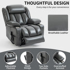 Fauteuil inclinable électrique à double moteur, position infinie, mécanisme de mouvement robuste avec massage et chauffage lombaire, porte-gobelets