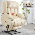 Fauteuil inclinable électrique à double moteur, position infinie, mécanisme de mouvement robuste avec massage et chauffage lombaire, porte-gobelets