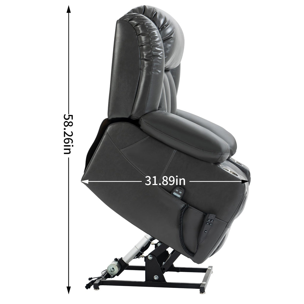 Fauteuil inclinable électrique à double moteur, position infinie, mécanisme de mouvement robuste avec massage et chauffage lombaire, porte-gobelets