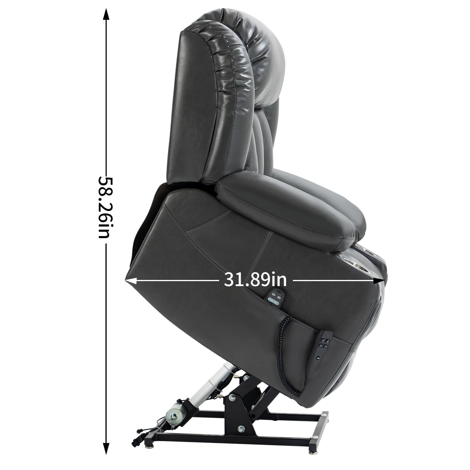 Fauteuil inclinable électrique à double moteur, position infinie, mécanisme de mouvement robuste avec massage et chauffage lombaire, porte-gobelets