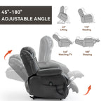 Fauteuil inclinable électrique à double moteur, position infinie, avec massage par vibration à 8 points et chauffage lombaire