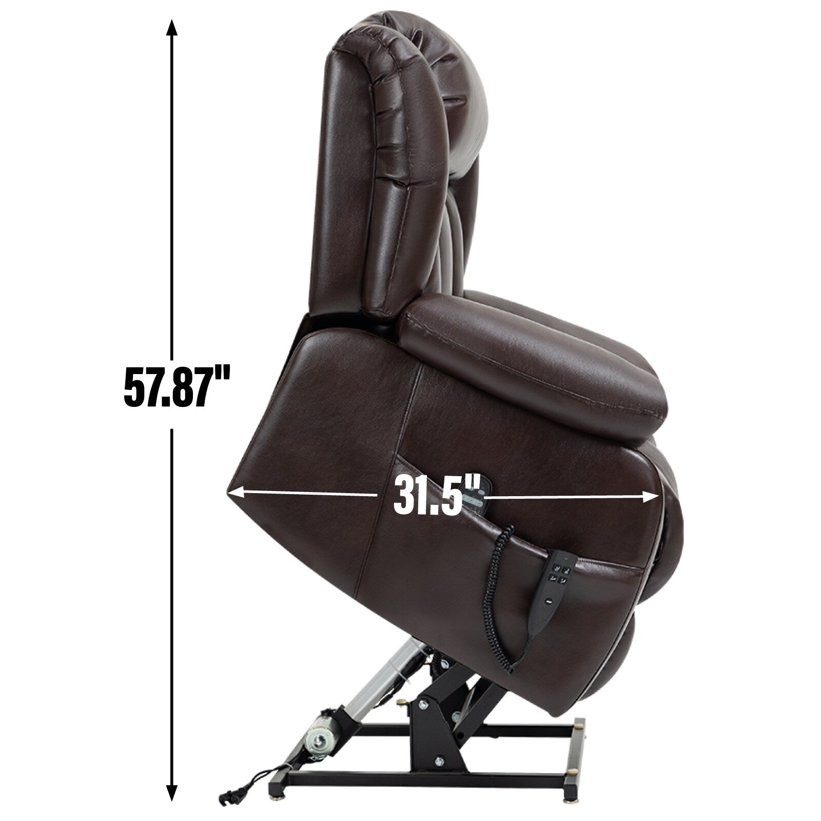 Fauteuil inclinable électrique à double moteur, position infinie, avec massage par vibration à 8 points et chauffage lombaire