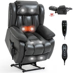 Fauteuil inclinable électrique à double moteur, position infinie, avec massage par vibration à 8 points et chauffage lombaire