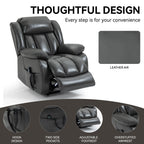 Fauteuil inclinable électrique à double moteur, position infinie, avec massage par vibration à 8 points et chauffage lombaire
