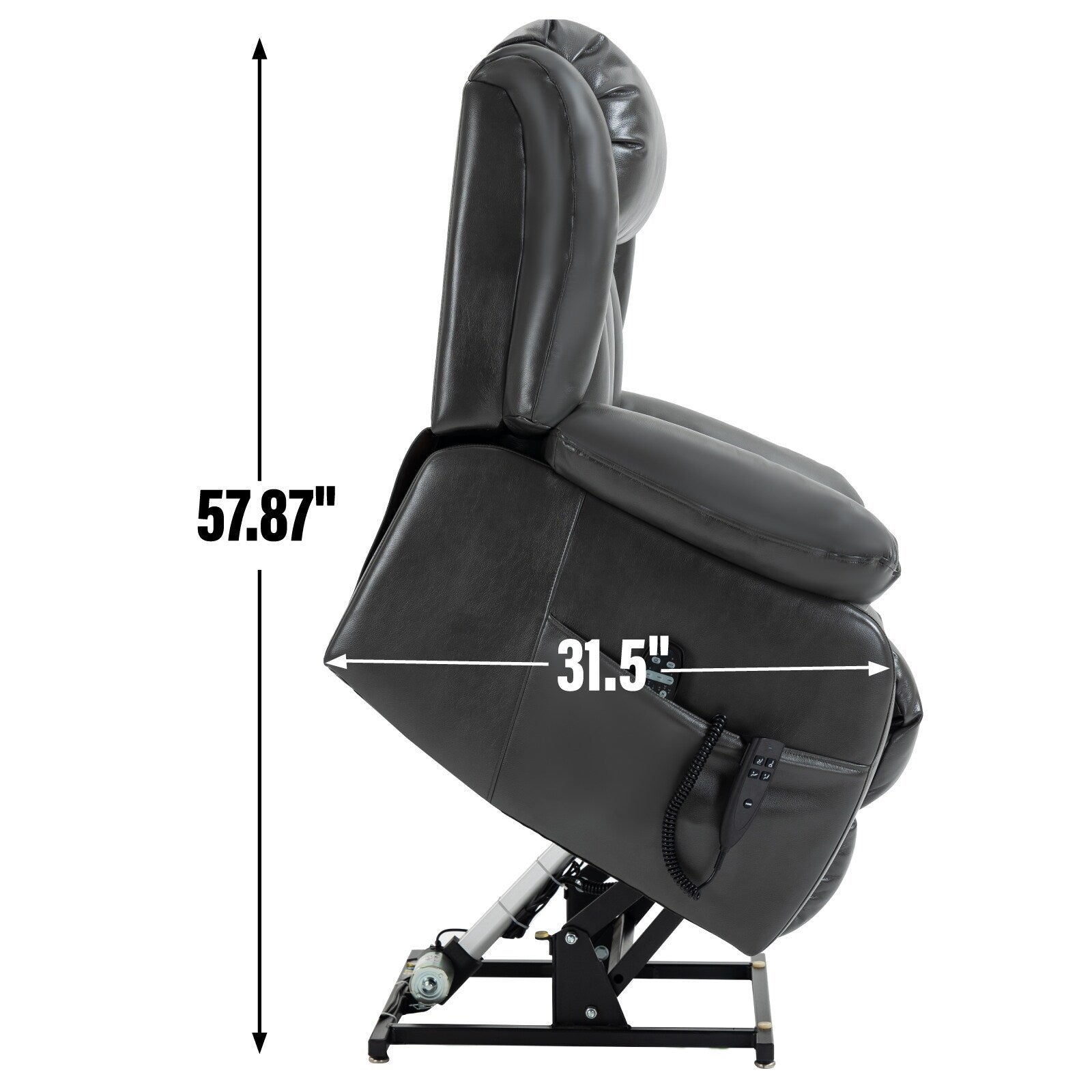 Fauteuil inclinable électrique à double moteur, position infinie, avec massage par vibration à 8 points et chauffage lombaire
