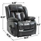 Fauteuil inclinable électrique à double moteur, position infinie, avec massage par vibration à 8 points et chauffage lombaire