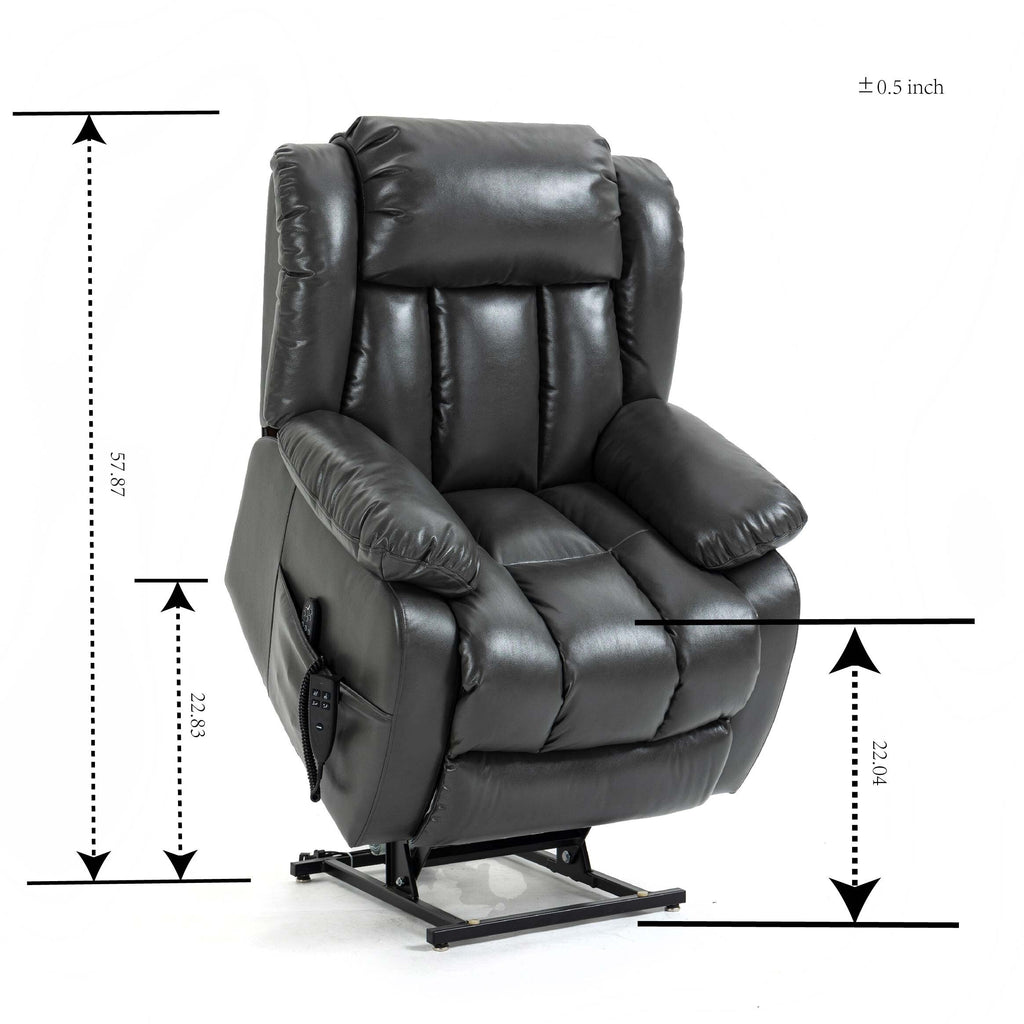 Fauteuil inclinable électrique à double moteur, position infinie, avec massage par vibration à 8 points et chauffage lombaire