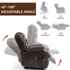 Fauteuil inclinable électrique à double moteur, position infinie, avec massage par vibration à 8 points et chauffage lombaire
